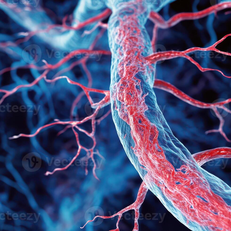 Microscopic view of blood vessel network photo