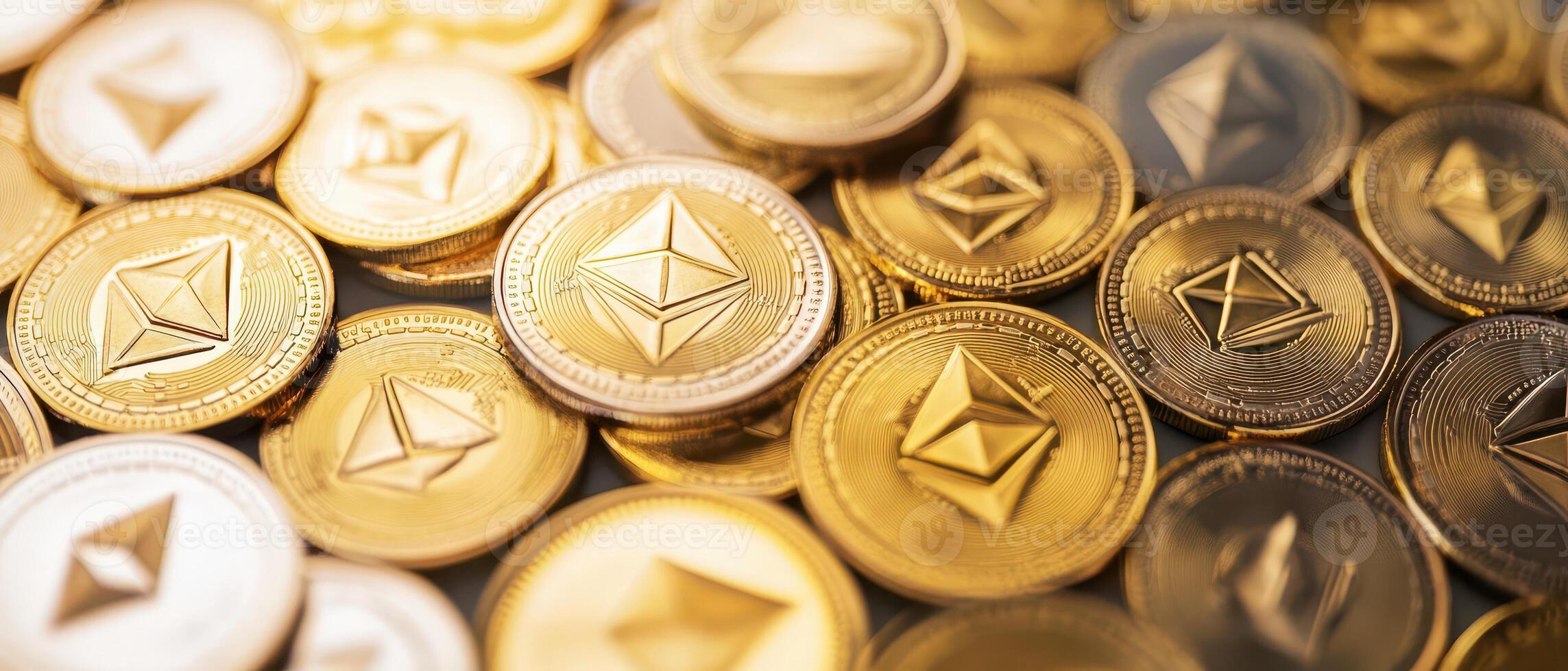 Ethereum coins display crypto value photo