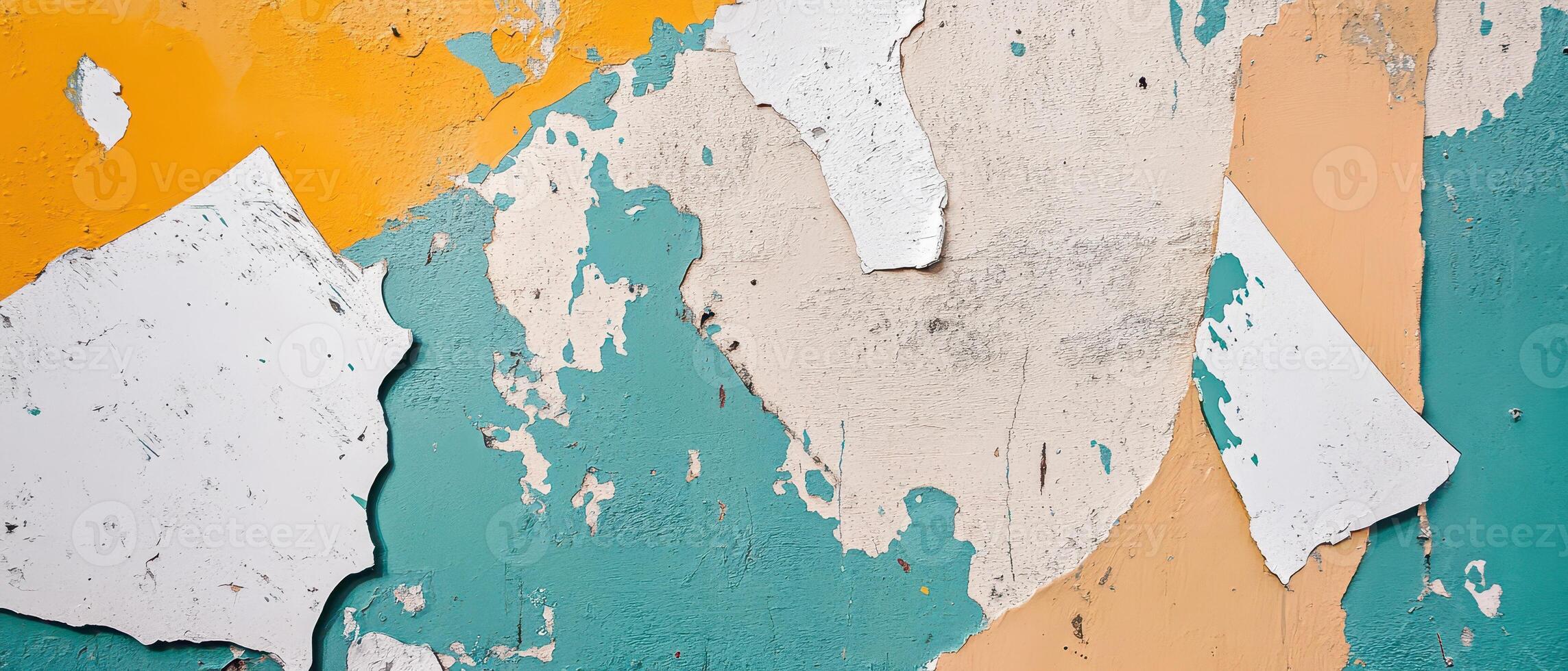 Peeling paint reveals textured wall patterns photo
