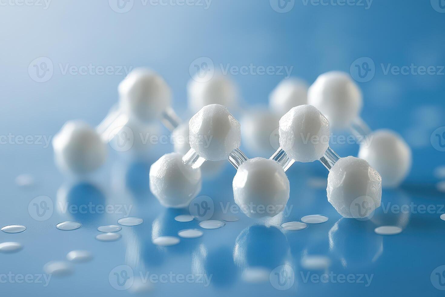Molecular structure representation on blue surface photo