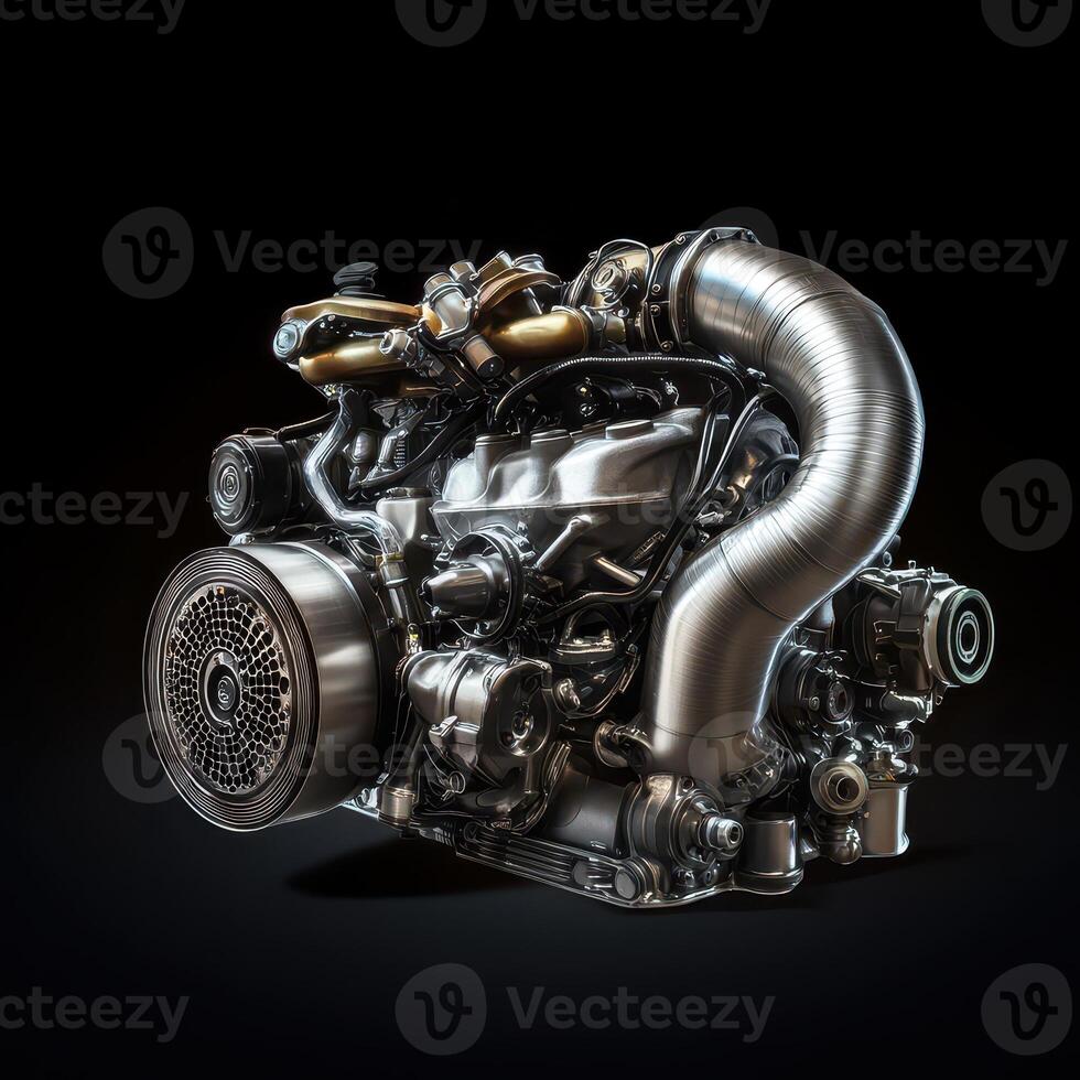 High performance engine on black photo