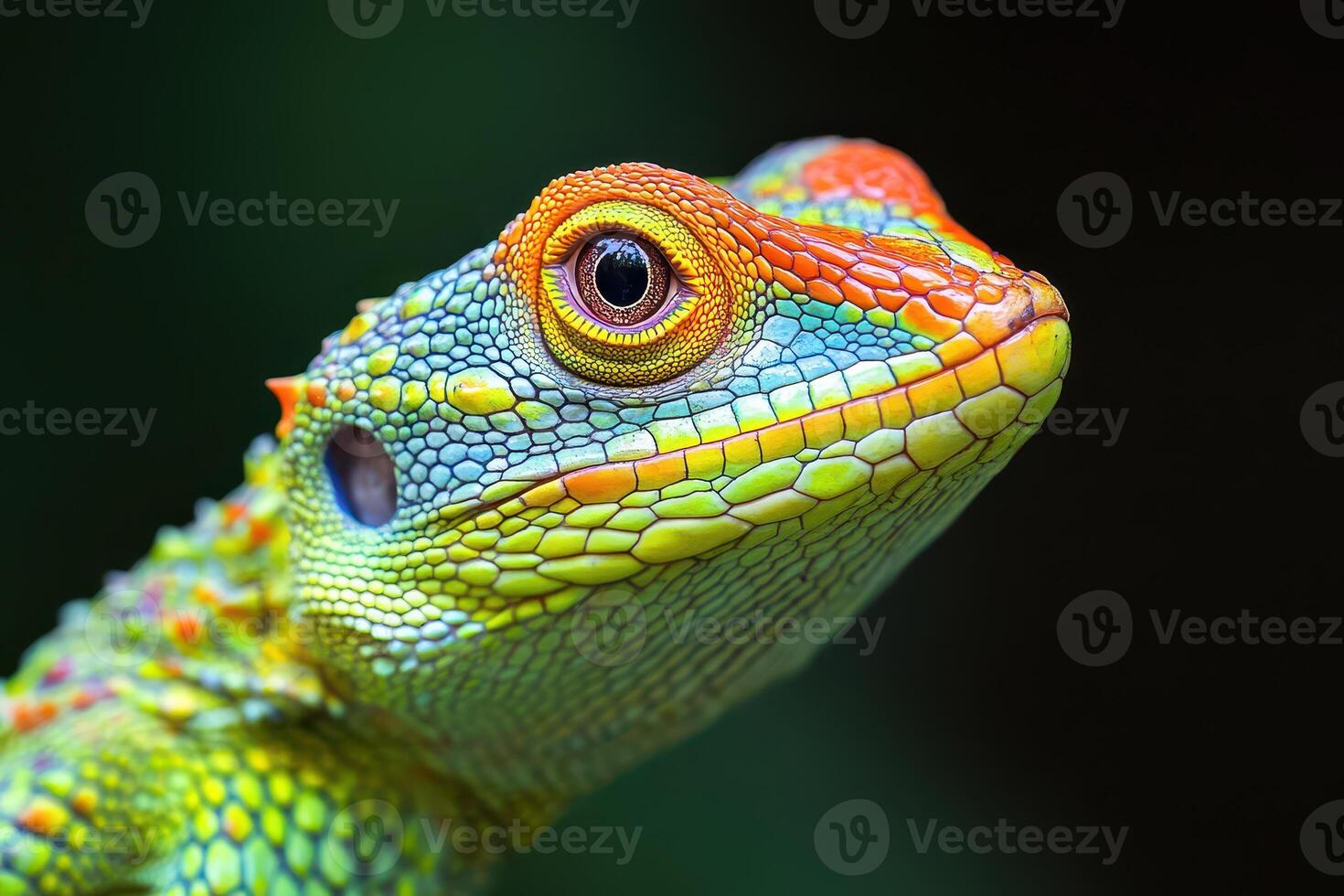 Colorful lizard basking in natural environment photo