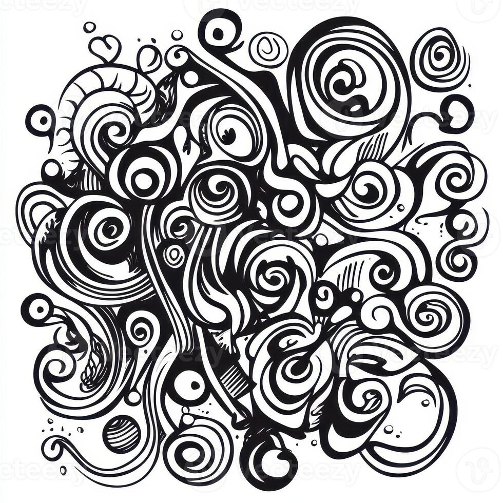 Black and white abstract swirl patterns photo