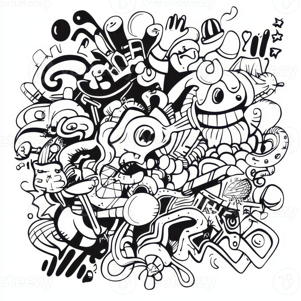 Colorful doodle with playful shapes photo