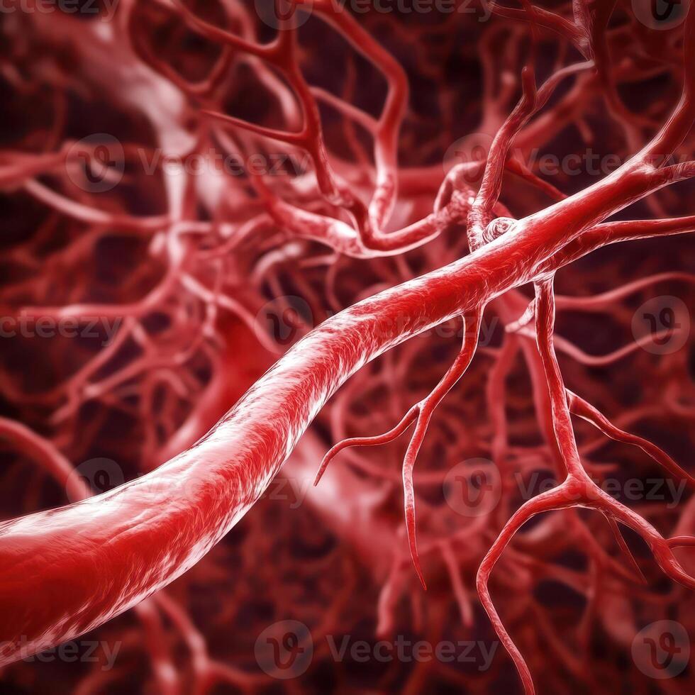 Close up of human blood vessels photo