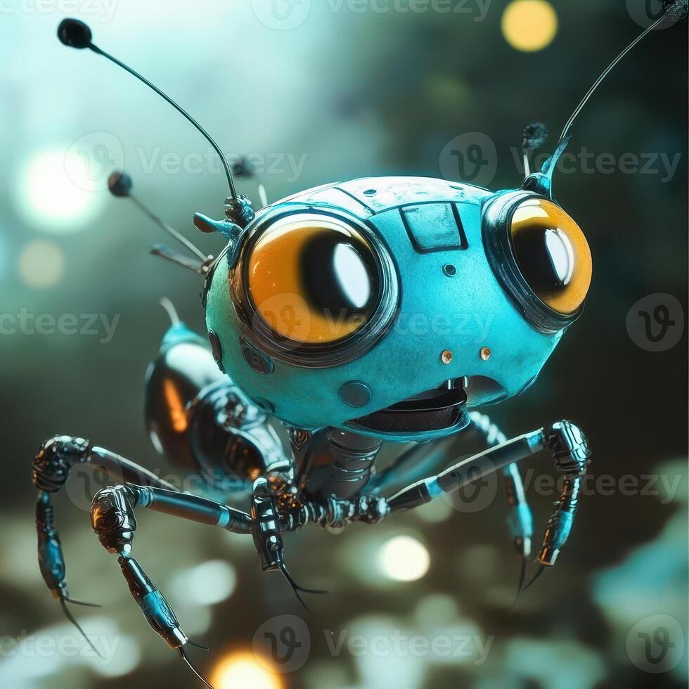Vibrant robot bug explored beautiful scenery photo