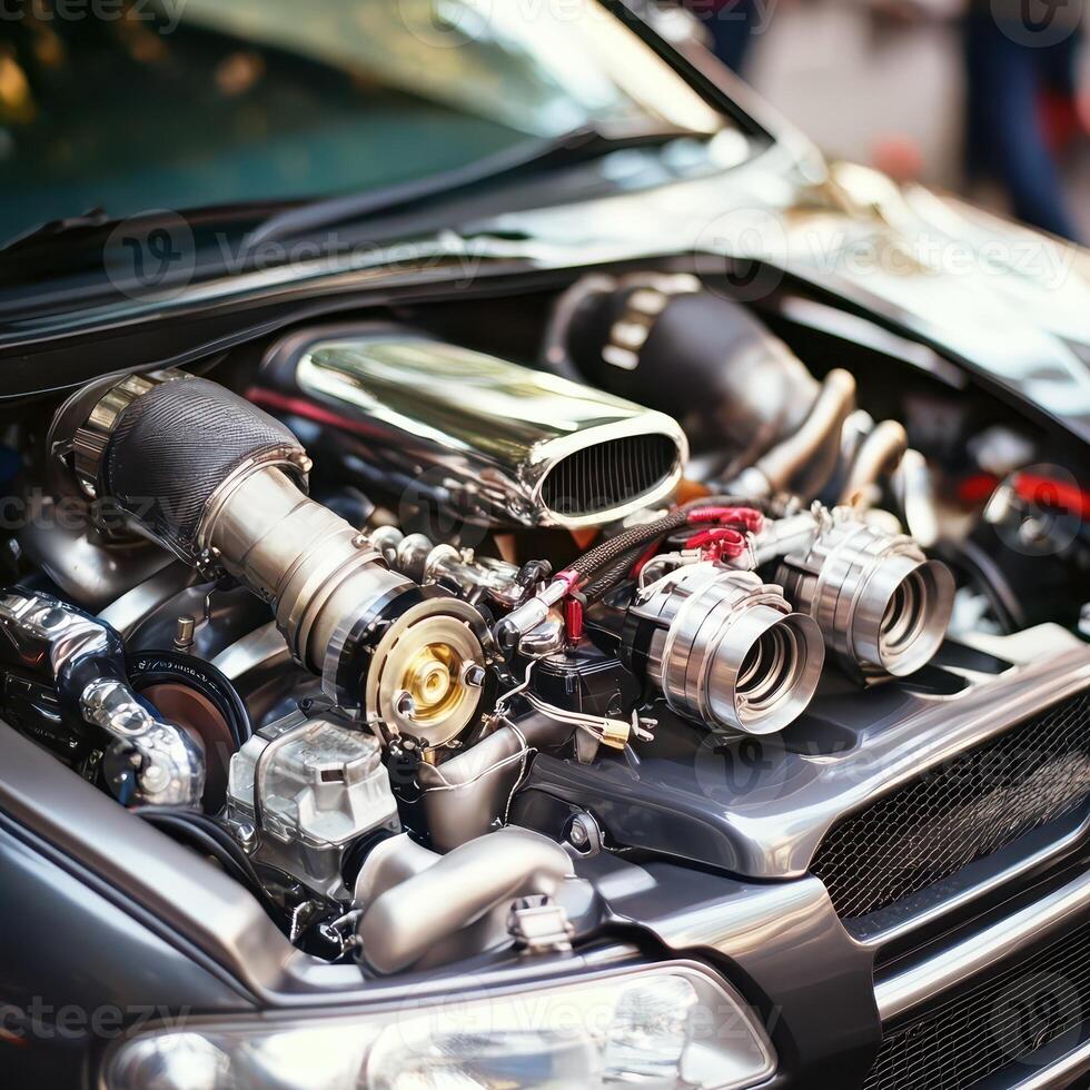 Detailed view of a performance car engine bay photo