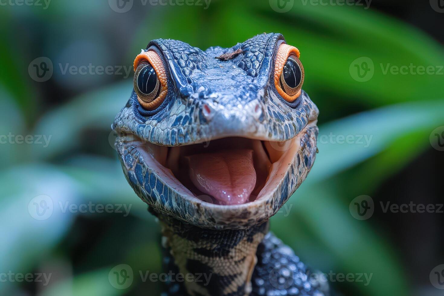 Lizard shows vibrant colors in lush habitat photo