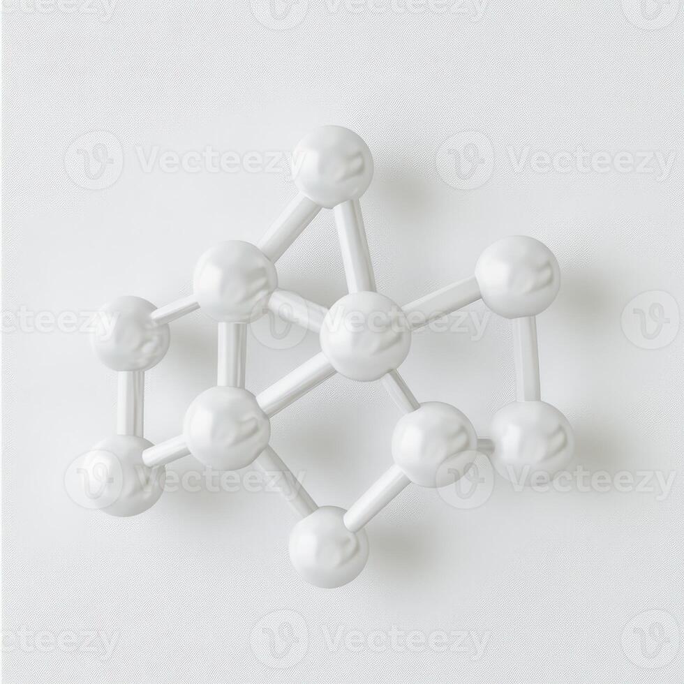 White molecular structure model on plain bg photo