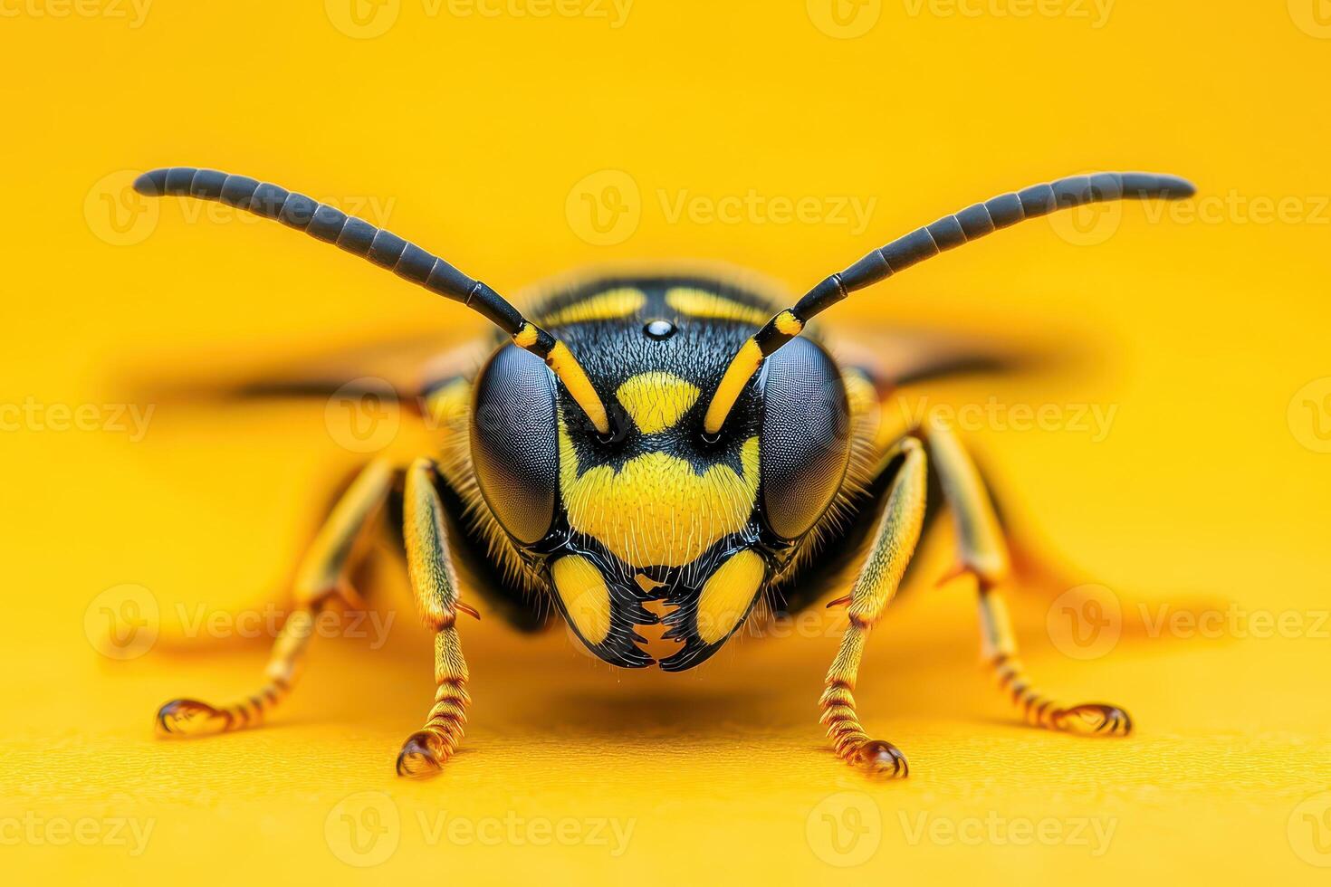 Close up view of a wasp on a bright background photo
