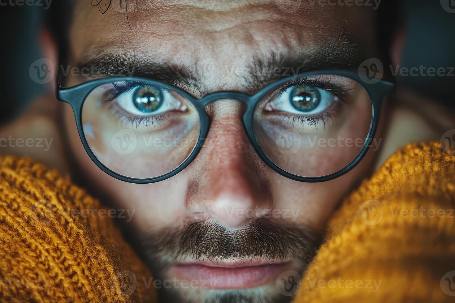 Man in glasses and cozy sweater photo