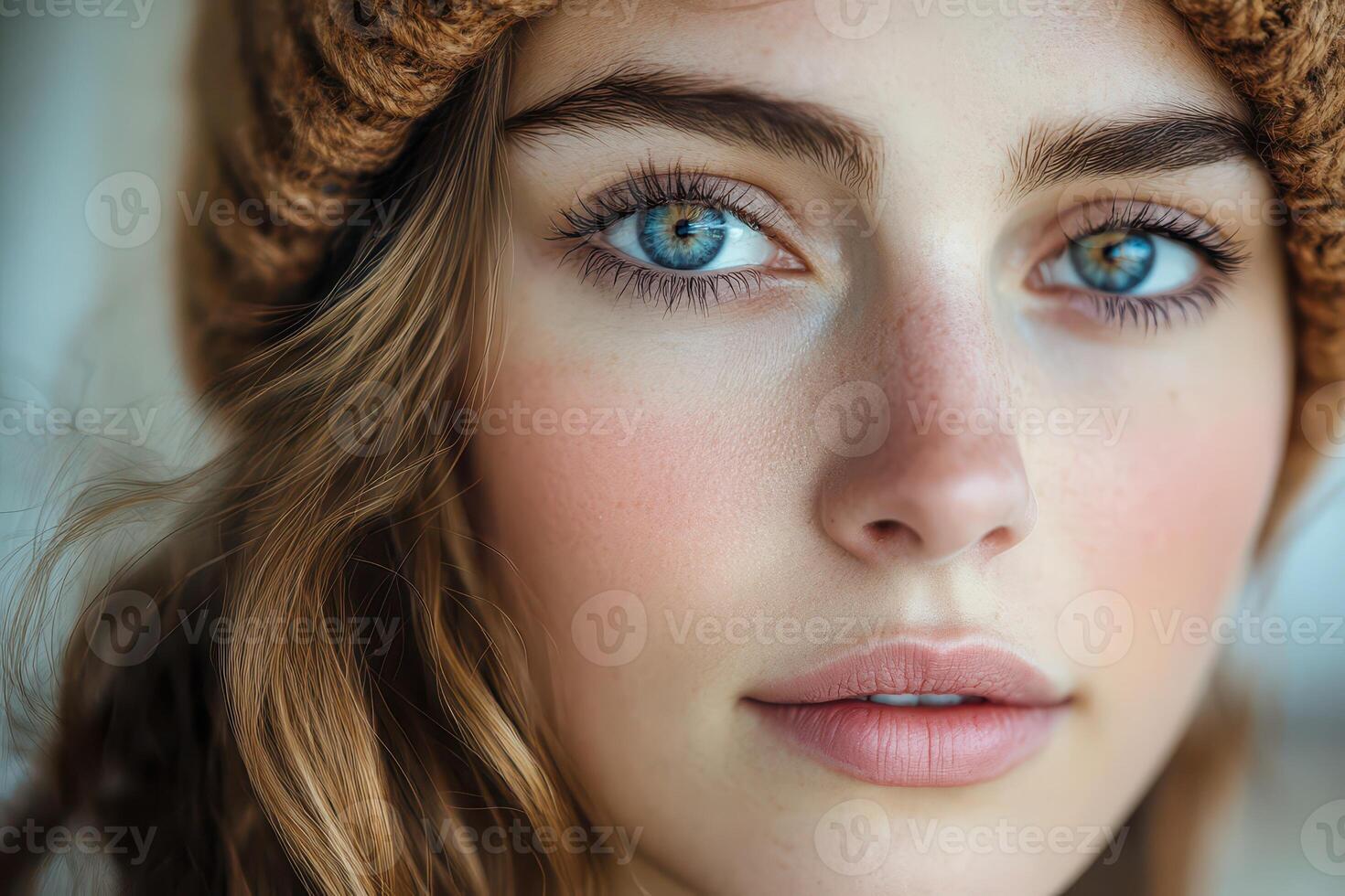 Young woman with captivating blue eyes photo
