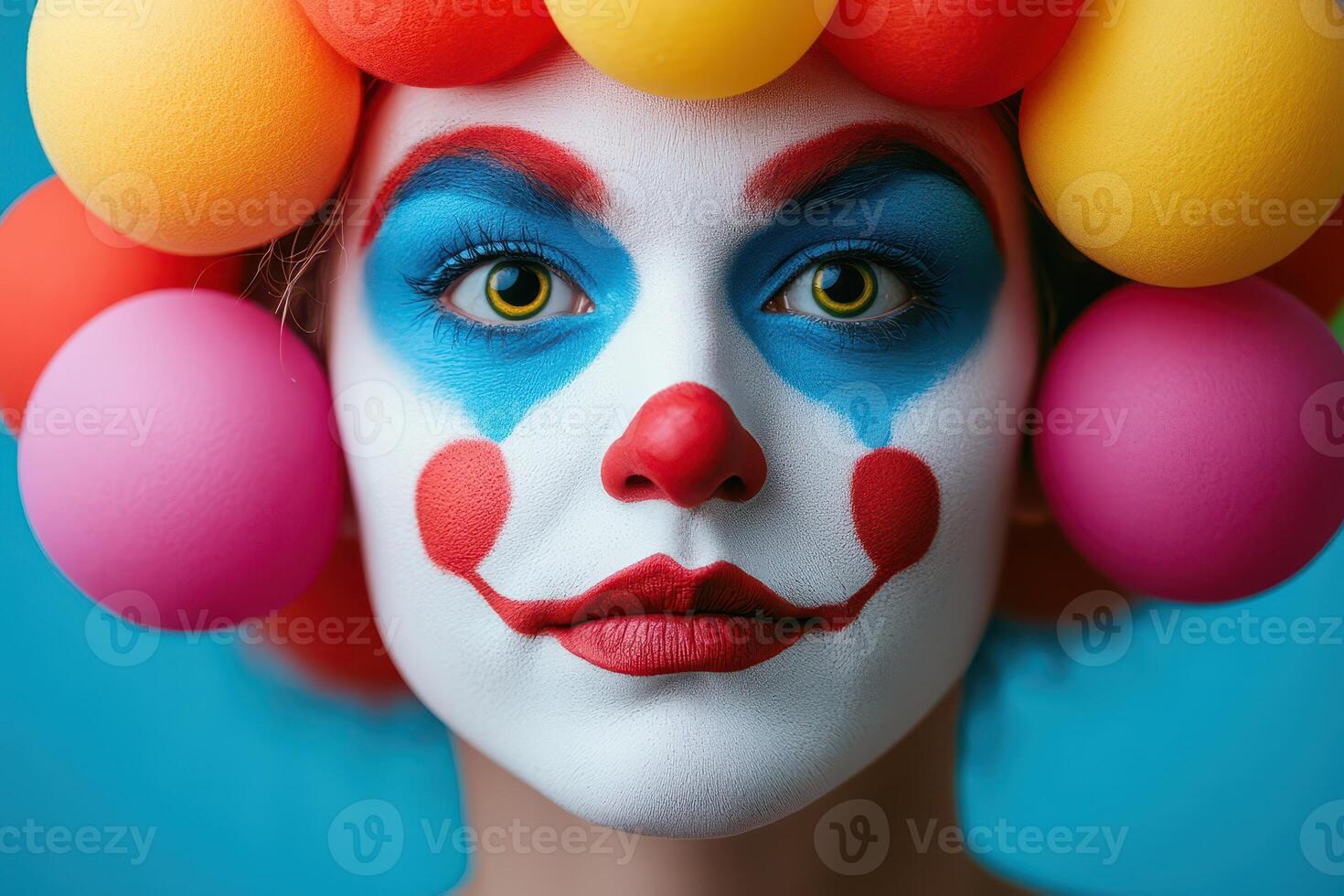 Playful clown with vibrant makeup photo