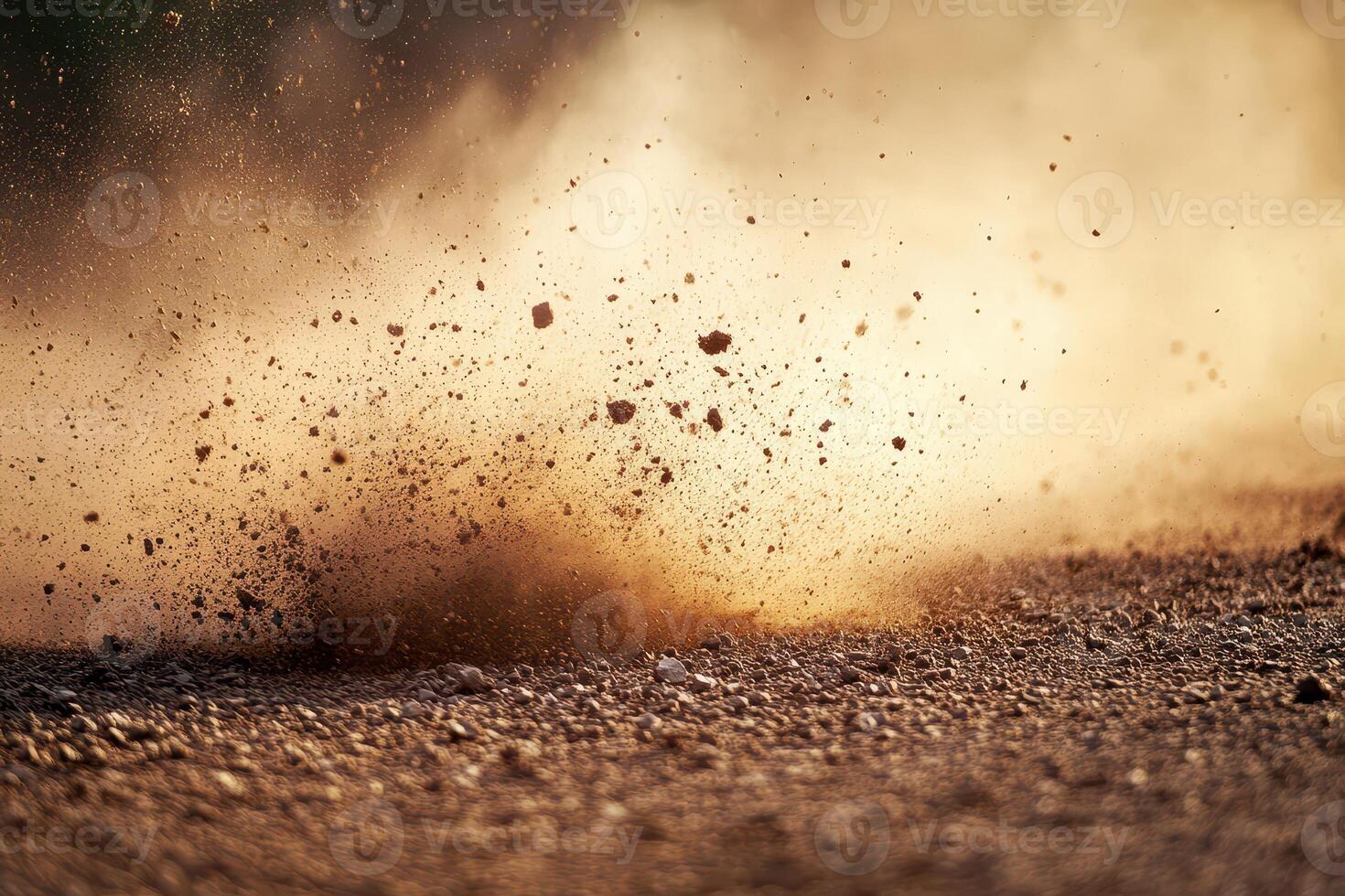 Dust rises from the ground during a rugged event photo