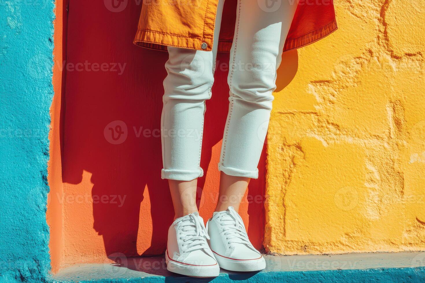 Trendy person in a vibrant city photo
