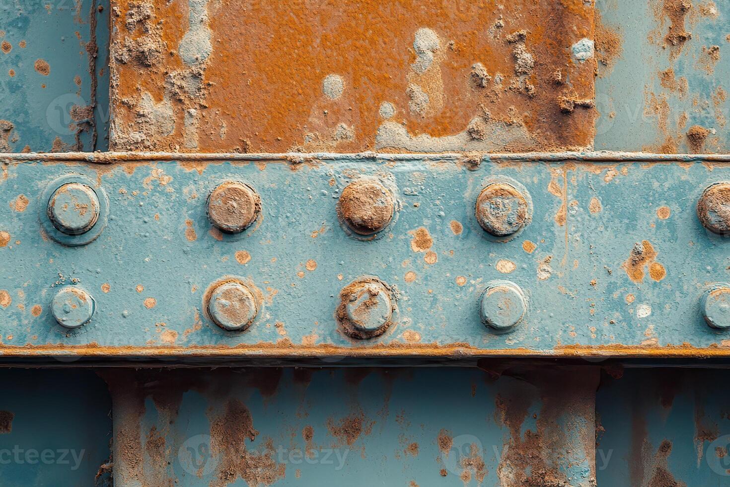 Rusty metal surface with rivets and texture photo