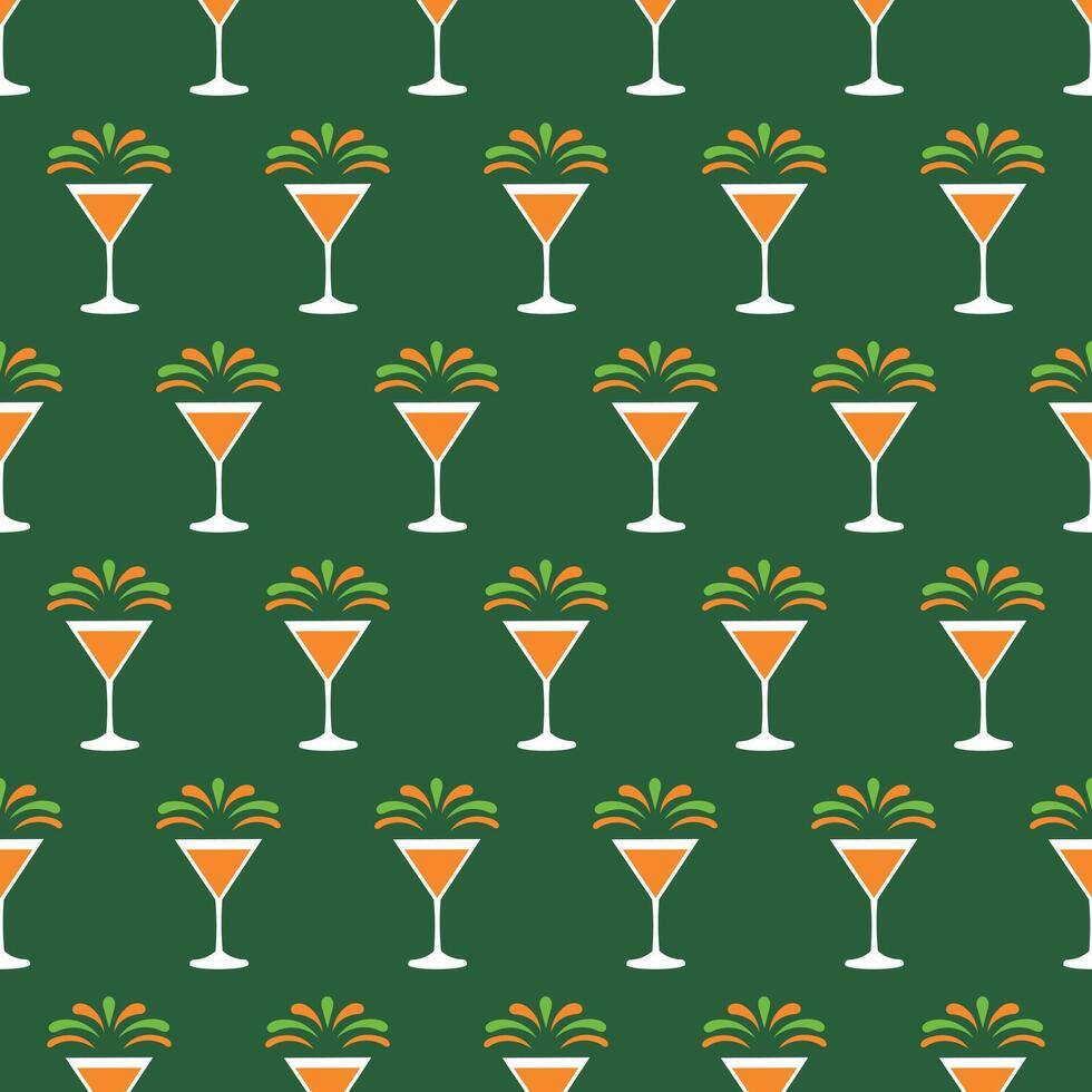 Seamless repeating pattern of drinks in a glass. vector