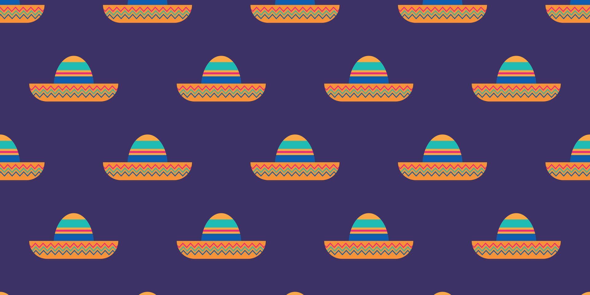 Seamless repeating pattern of mexican hats. vector