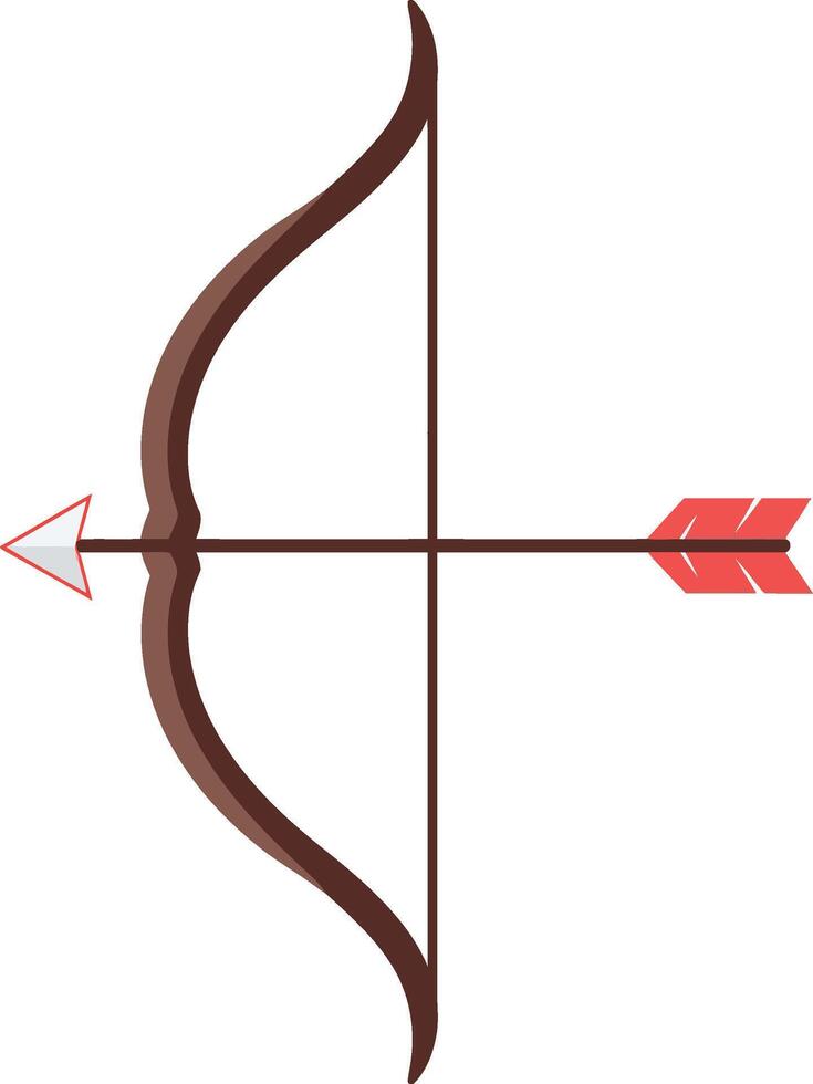Bow and arrow illustration with brown and red colors simple archery equipment design vector