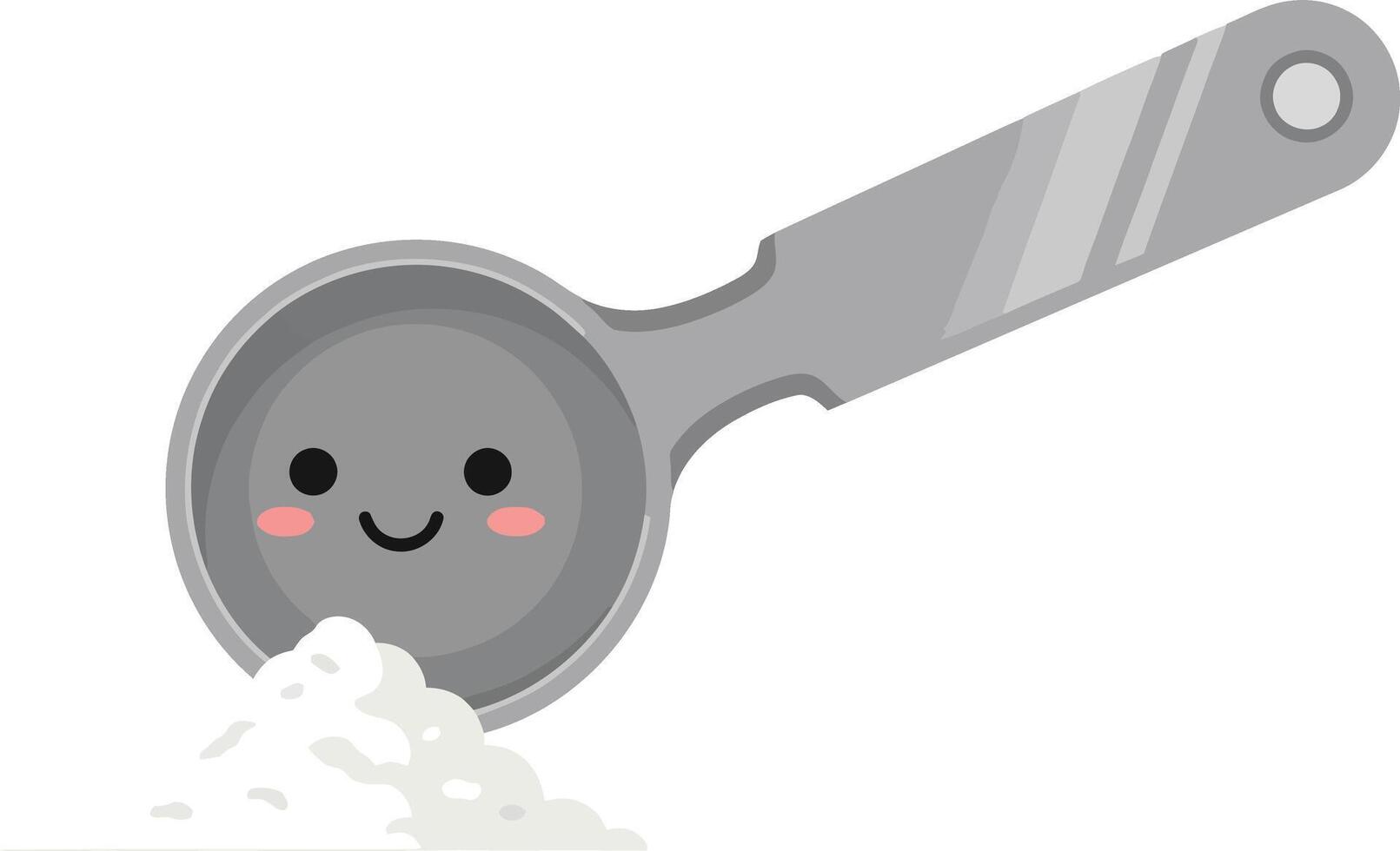 Measuring Spoon with Smiling Face and White Powder Cute Kitchen Utensil Illustration vector