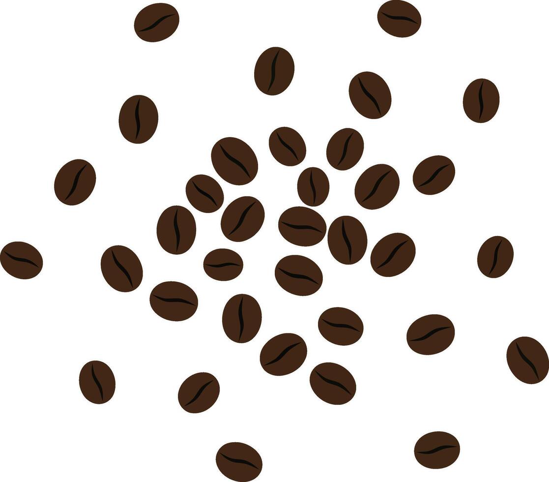 Coffee beans scattered simple illustration with brown tones isolated on white background vector
