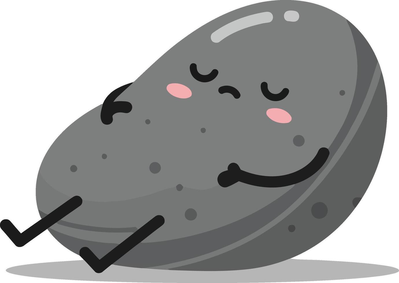 Sleeping grey potato character resting peacefully with closed eyes and blushing cheeks illustration vector