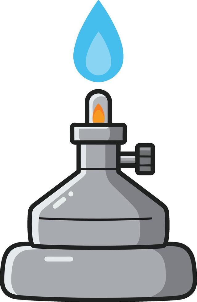 Alcohol burner with blue flame scientific laboratory equipment illustration for experiments and heating purposes vector