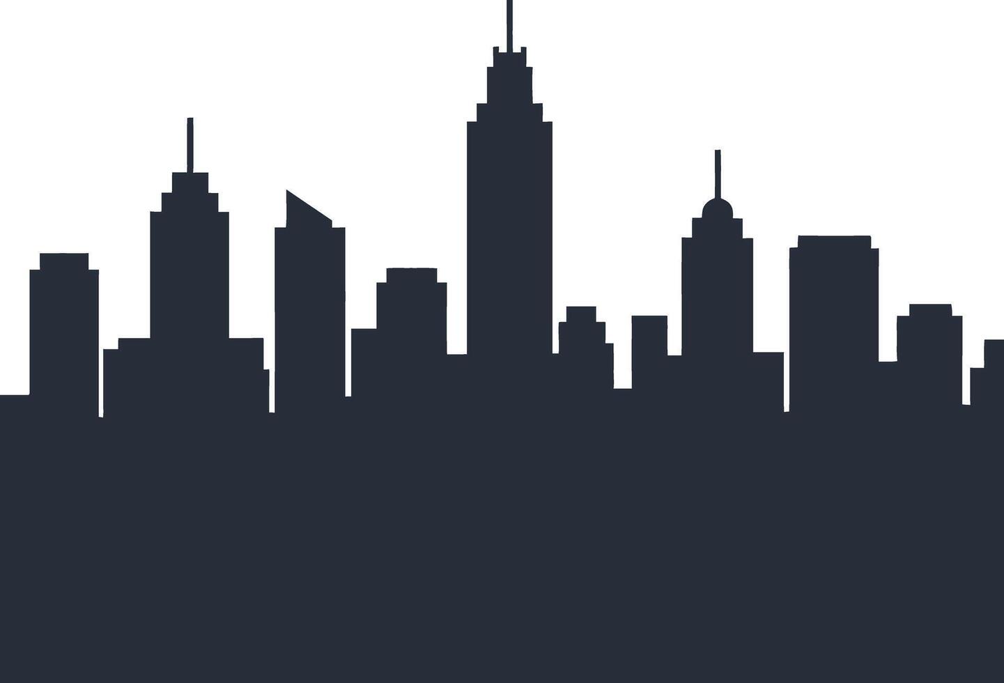 City skyline silhouette with tall buildings and skyscrapers urban architecture illustration vector