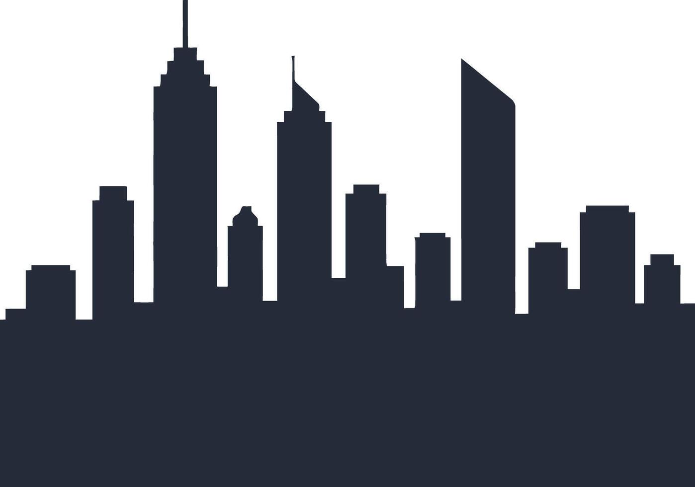 City skyline silhouette with various skyscraper buildings in black illustration for urban architecture design vector