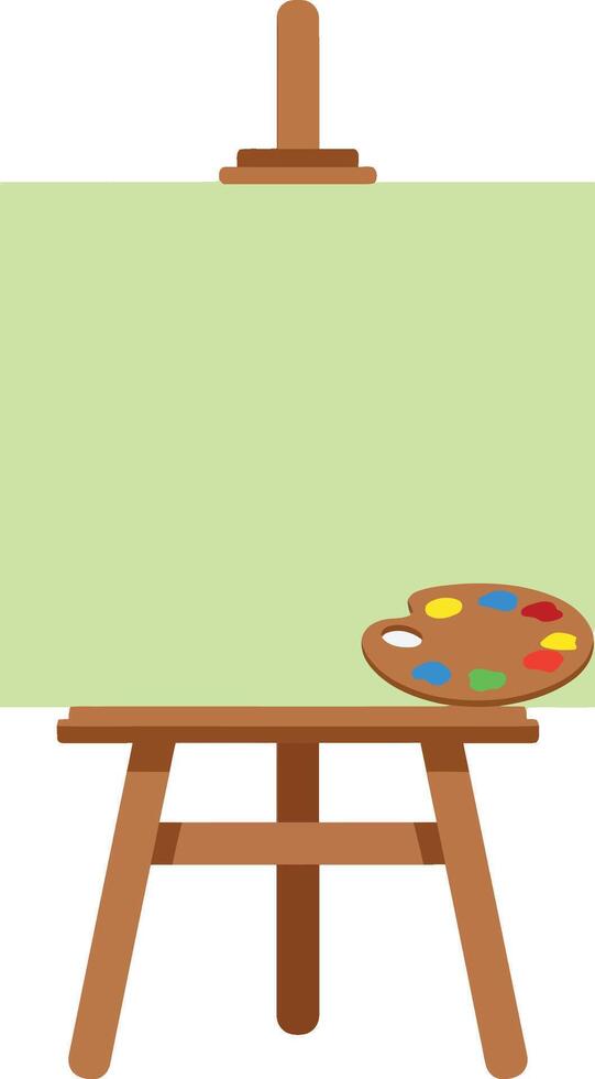 Artist easel with blank canvas and colorful paint palette illustration for creative painting projects and art design tools vector