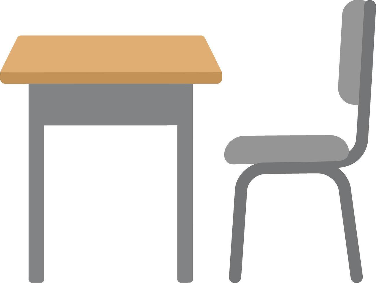 School desk and chair illustration for education and classroom setting design elements vector
