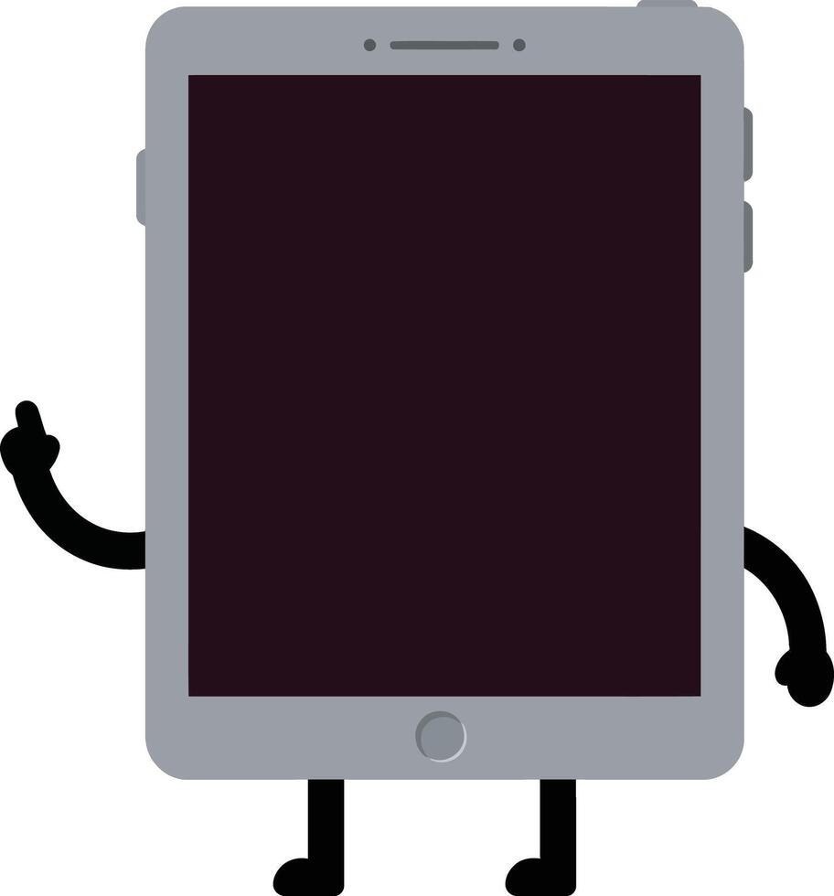 Cartoon mobile phone character showing hand gesture with arms and legs in flat style illustration vector