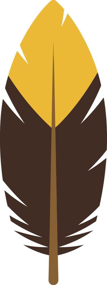 Feather illustration with yellow and brown colors simple nature design element for graphic projects vector