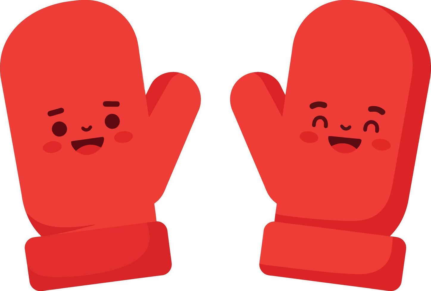 Red boxing gloves with smiling faces cute cartoon style illustration for sports and leisure activities vector