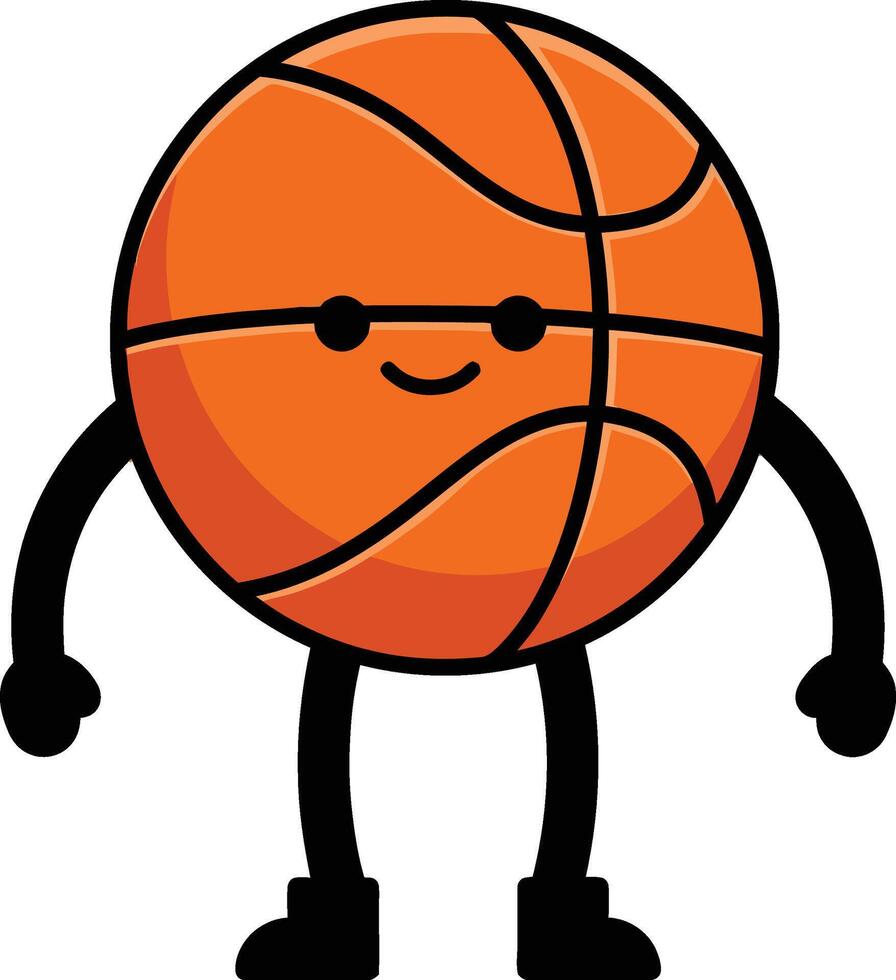 Basketball character illustration with happy face and black arms and legs for sports and leisure design vector