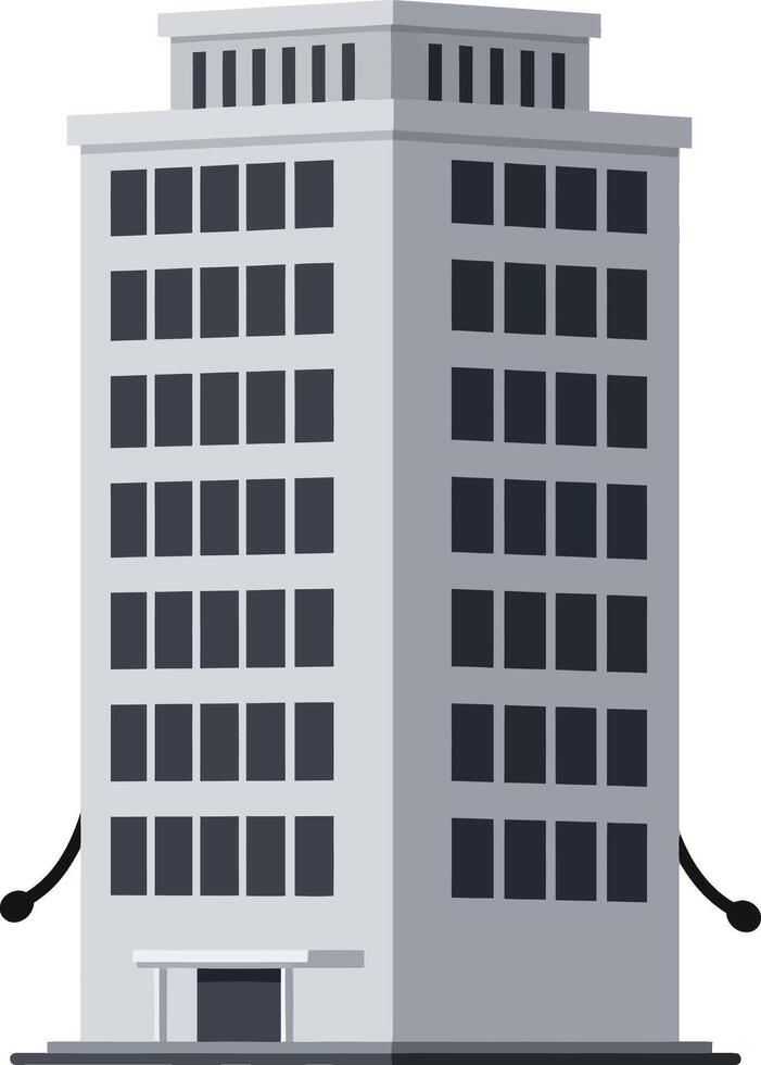 Tall grey office building with many windows and simple rectangular design illustration vector