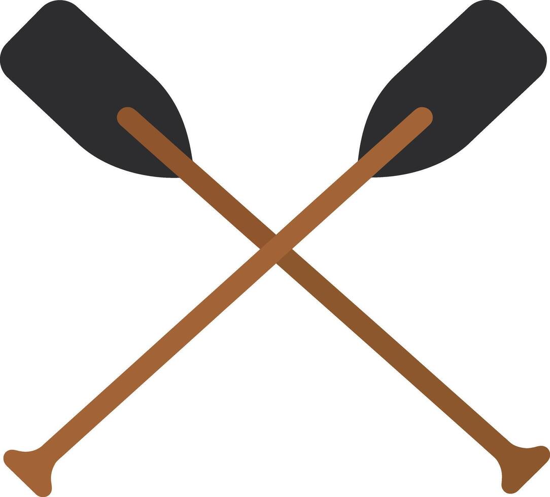 Crossed wooden oars with black paddles for rowing and water sports equipment illustration vector