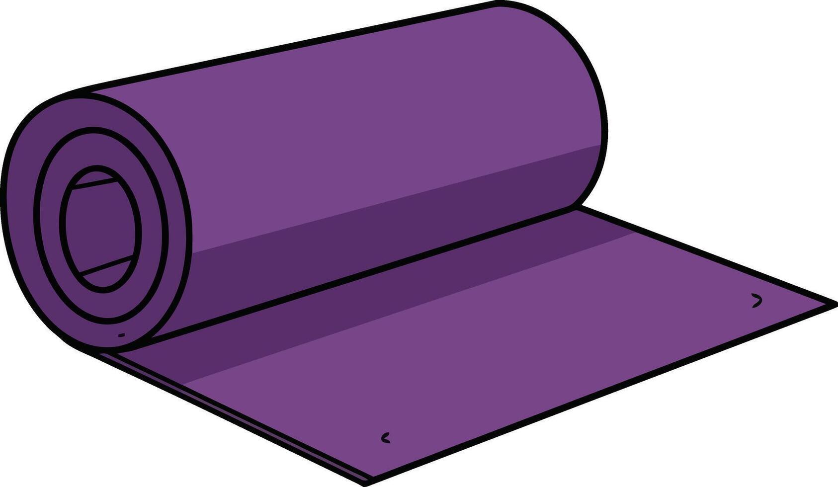 Purple yoga mat rolled up for exercise and fitness routines illustration vector