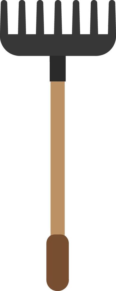 Garden rake tool with wooden handle for landscaping and soil preparation illustration vector