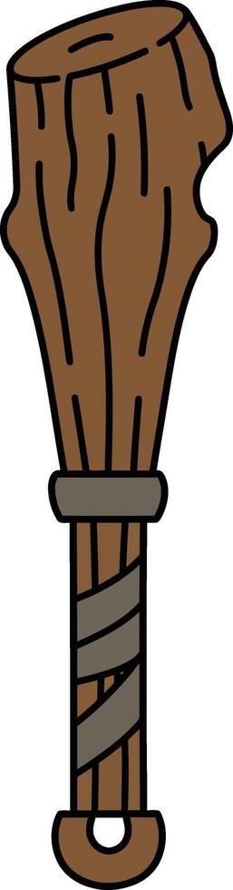Wooden baseball bat with leather grip and simple design illustration for sports and leisure activities use vector