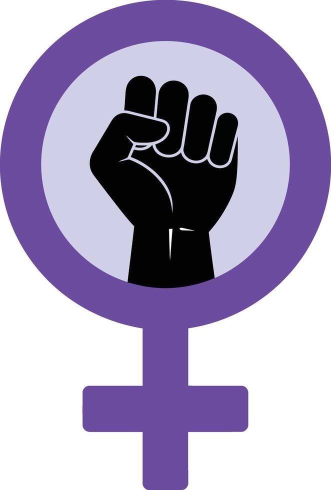 Feminist symbol with raised fist representing female empowerment and gender equality illustration vector