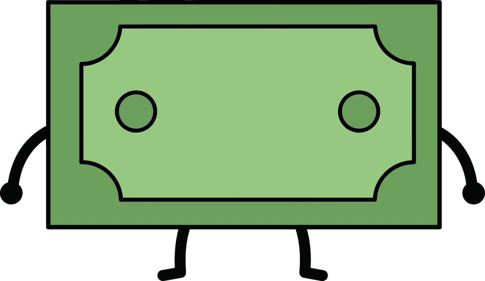 Cartoon green banknote character with arms and legs simple financial money illustration vector