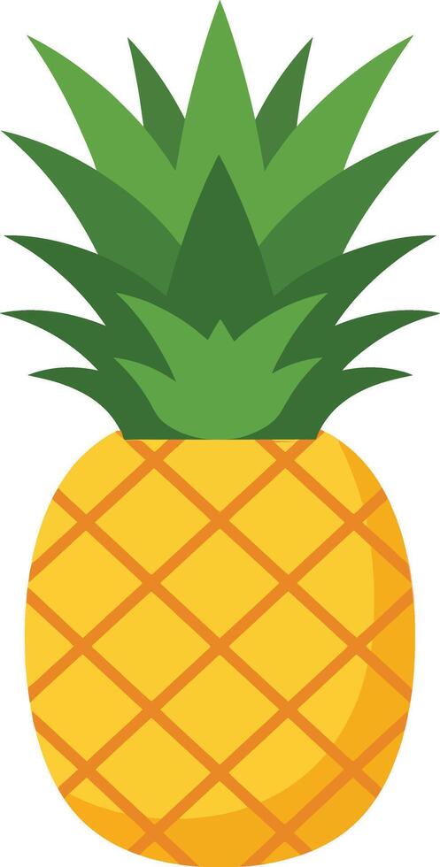 Pineapple tropical fruit illustration with green leaves and yellow body design for summer themes and healthy food concepts vector