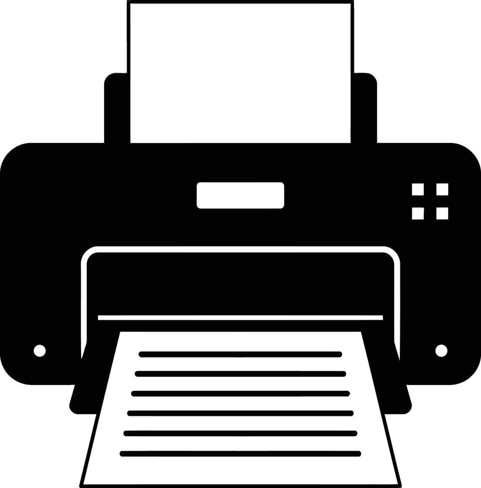 Printer icon with paper output illustration for office and technology use vector