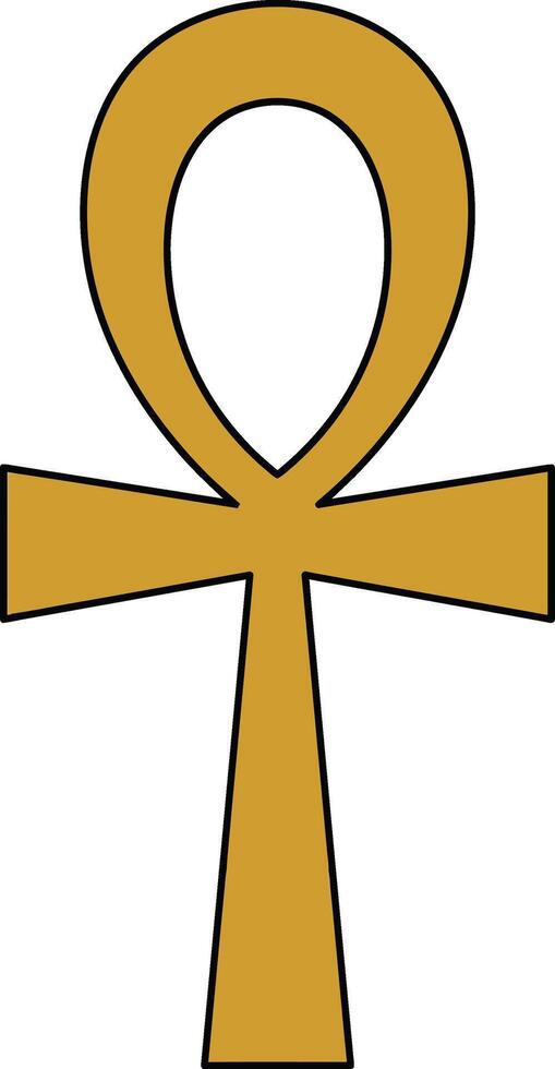Ankh symbol ancient Egyptian gold cross illustration with loop design vector