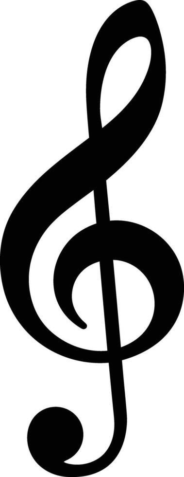 Treble clef musical symbol black silhouette illustration for music notation and sound design elements vector