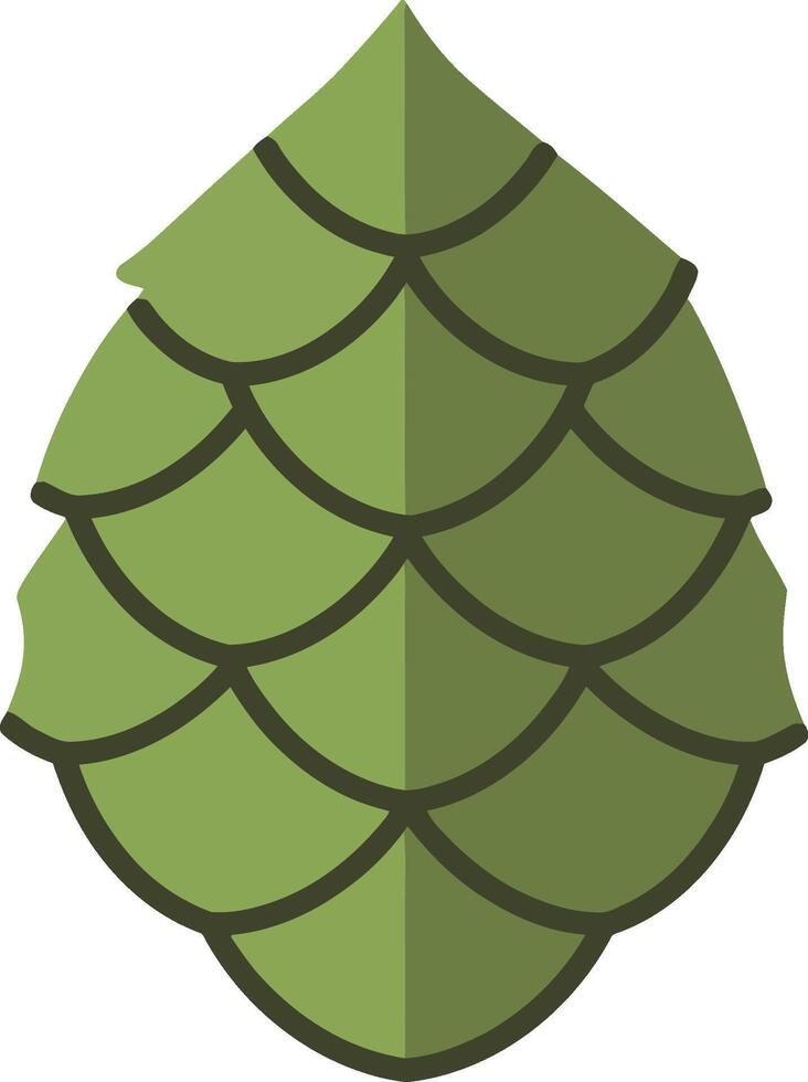 Green pine cone illustration with simple flat style nature design for seasonal decoration and forest themes vector