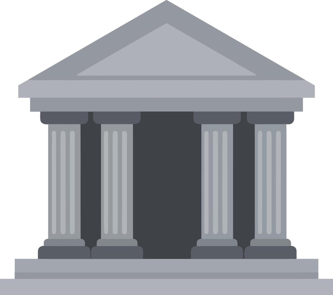 Classical ancient temple with columns and triangular pediment in flat style illustration vector