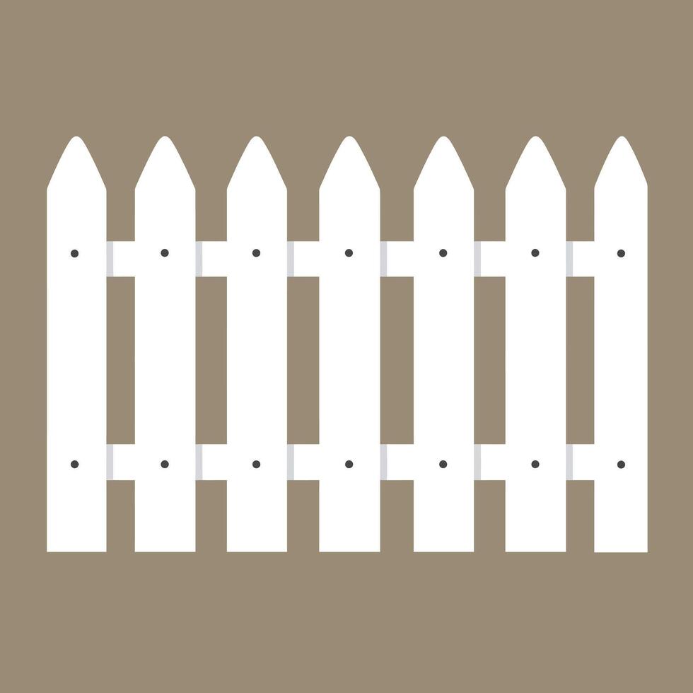 White wooden picket fence illustration with beige background simple design vector