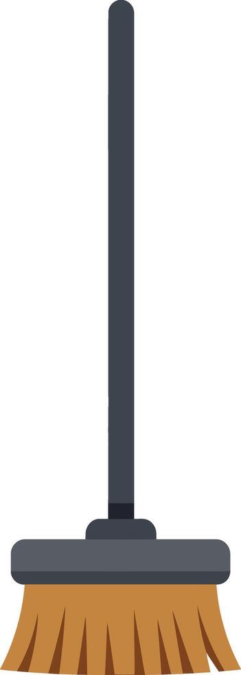Broom illustration for cleaning and household chores with brown bristles and black handle design vector